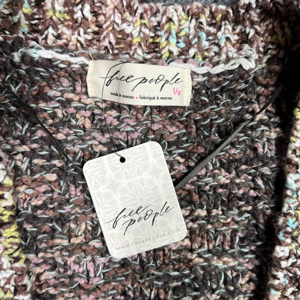NWT Free People Women Large Isabella Cardigan Moonbeam Slouchy Sweater OB2239997